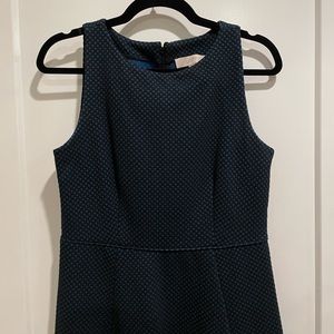 LOFT Black Blue Polka Dot dress fit flare sleeveless 6P